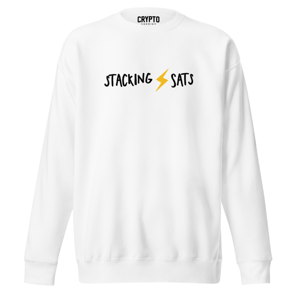 unisex premium sweatshirt white front 64fe0085e45ec - Stacking Sats Sweatshirt