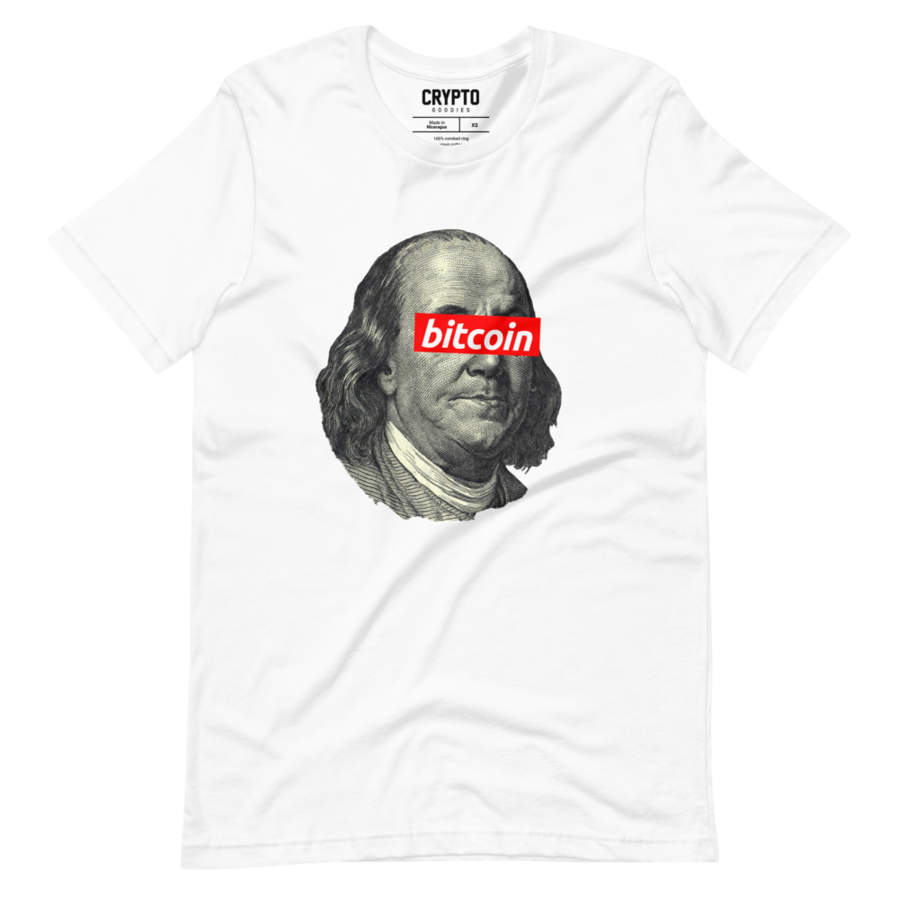 unisex staple t shirt white front 6501e01dd4e03 - Benjamin Franklin x Bitcoin T-Shirt