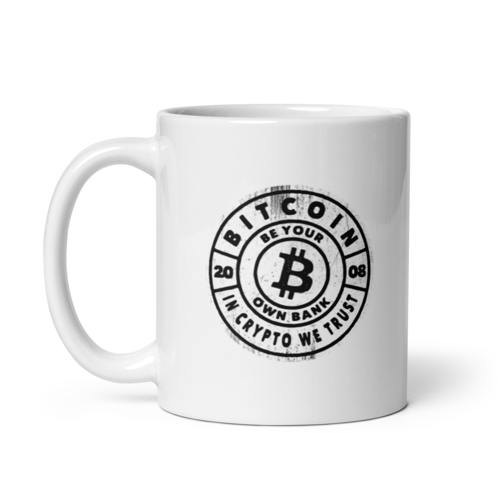 white glossy mug white 11oz handle on left 64ff25fad11f9 - Bitcoin Be Your Own Bank mug