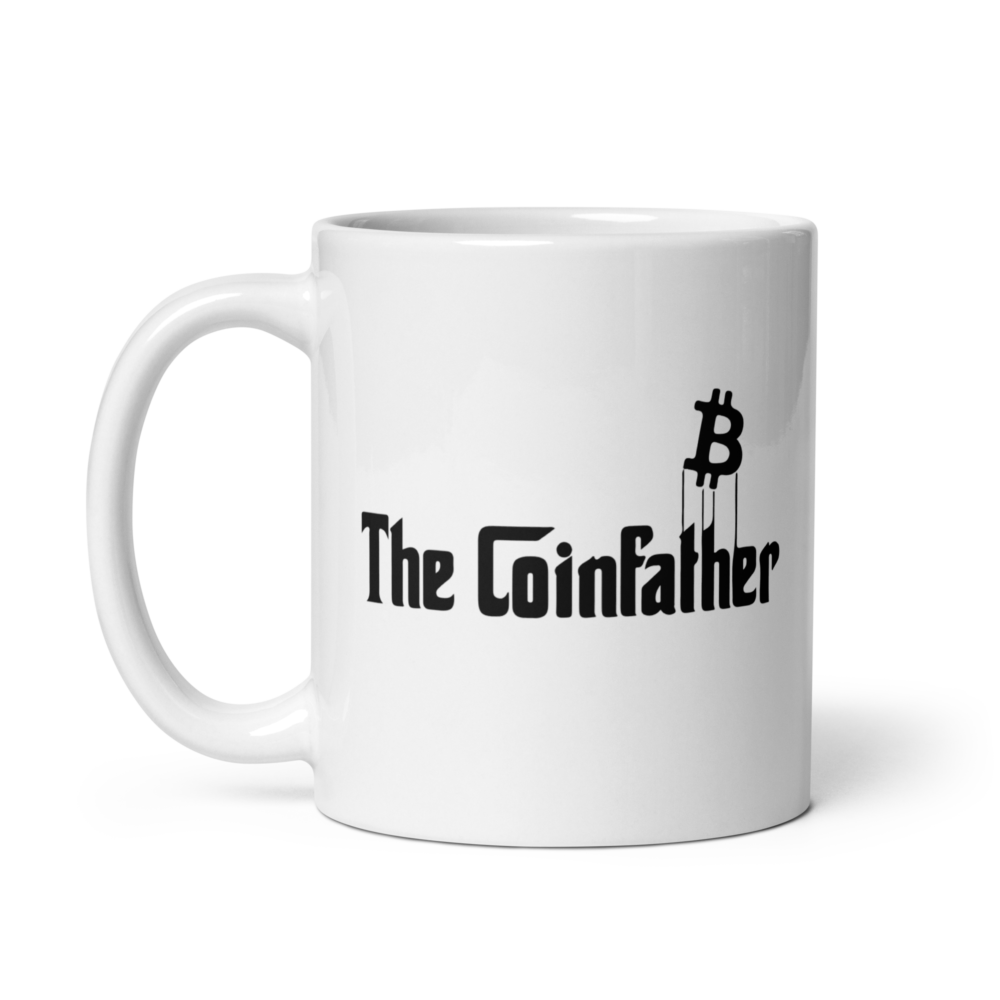 white glossy mug white 11oz handle on left 64ff38855b043 - The Coinfather mug
