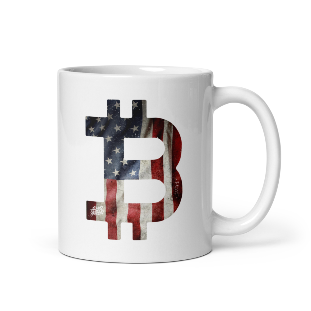 white glossy mug white 11oz handle on right 64ff2701f09df - Bitcoin USA Flag mug