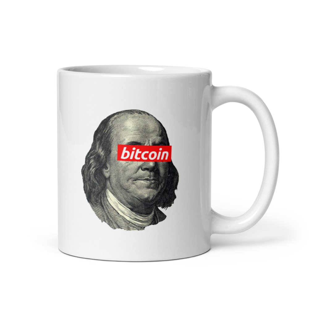 white glossy mug white 11oz handle on right 64ff2f9c573ba - Benjamin Franklin Bitcoin mug