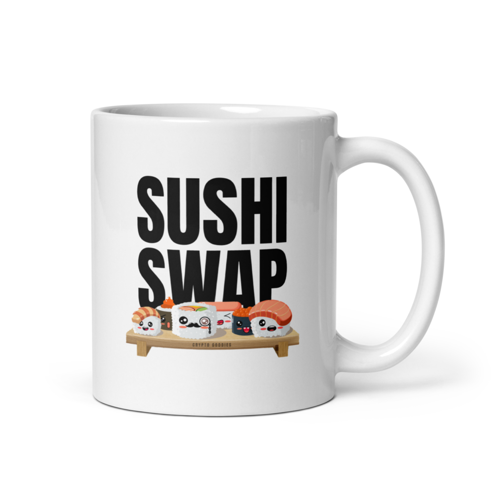 white glossy mug white 11oz handle on right 64ff337fdbe75 - Sushi Swap mug