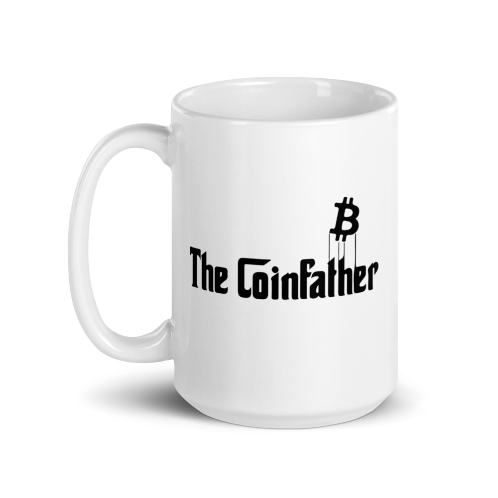 white glossy mug white 15oz handle on left 64ff38c79d75f - The Coinfather mug