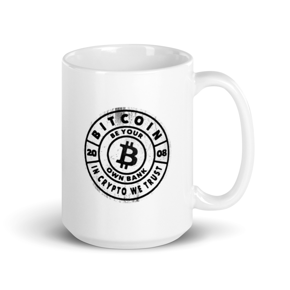 white glossy mug white 15oz handle on right 64ff2628e6234 - Bitcoin Be Your Own Bank mug