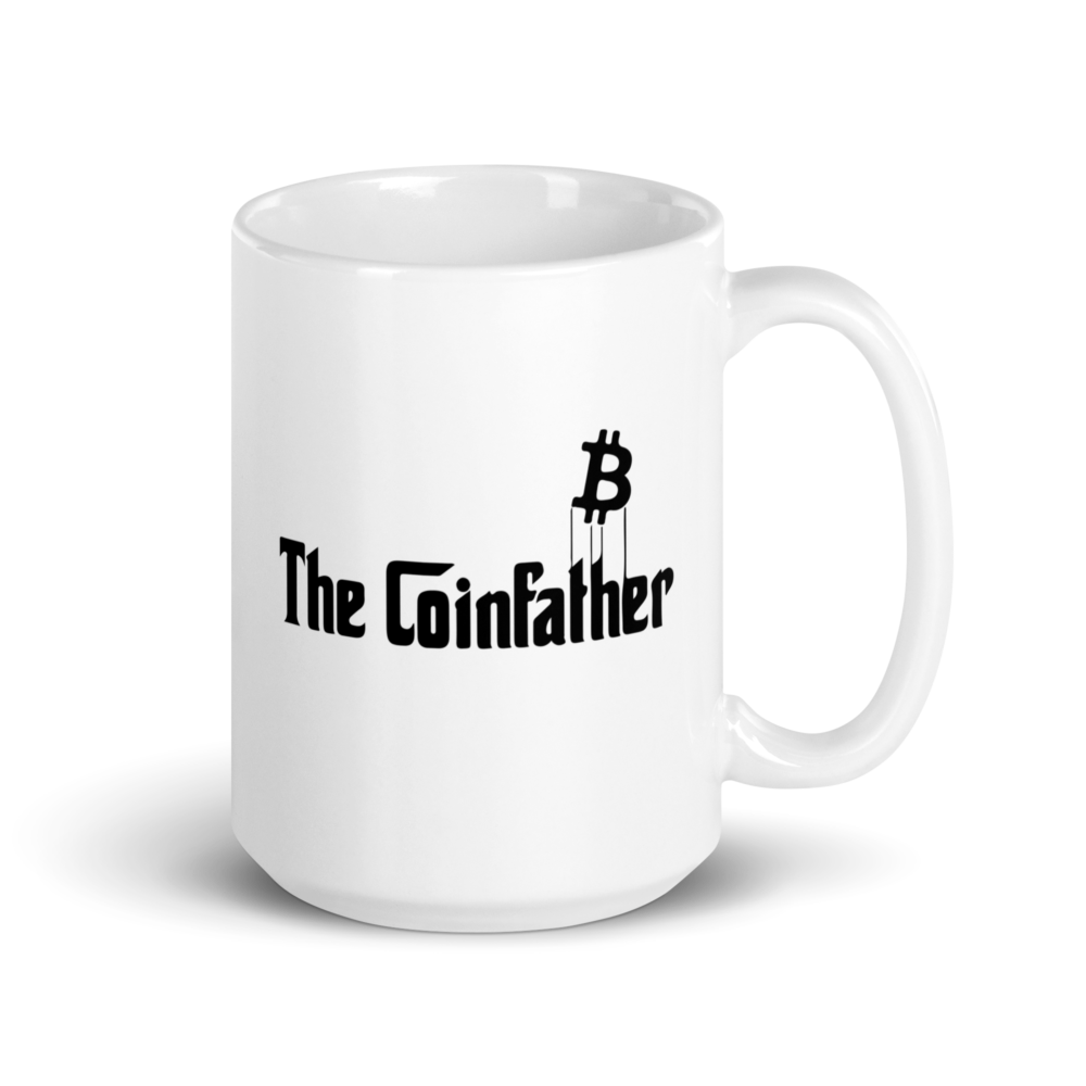 white glossy mug white 15oz handle on right 64ff38c79caf1 - The Coinfather mug