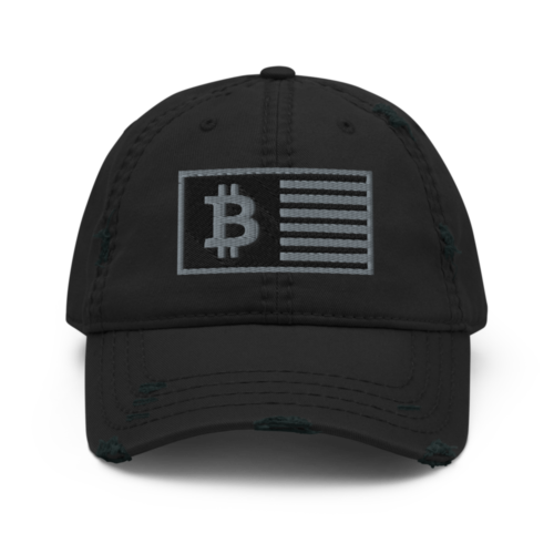 Bitcoin Flag Distressed Baseball Cap