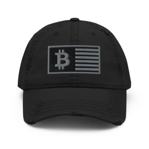 Bitcoin Flag Distressed Baseball Cap