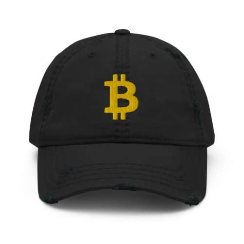 Bitcoin YLW Distressed Baseball Cap
