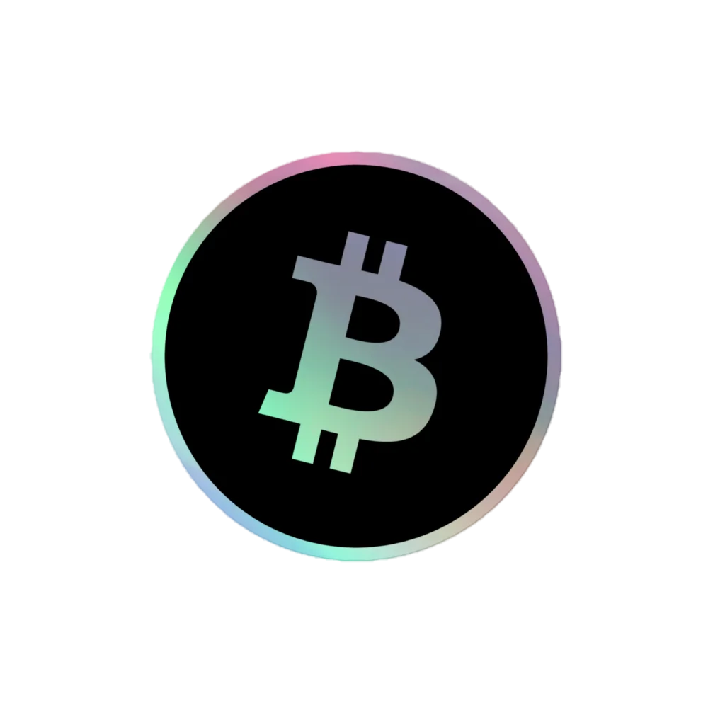 Black Holographic Bitcoin Sticker - Image 2