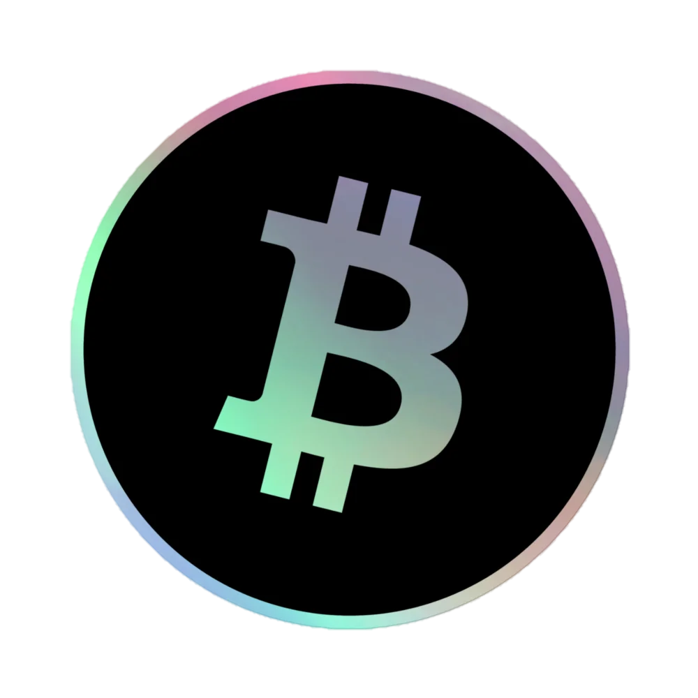 Black Holographic Bitcoin Sticker - Image 3