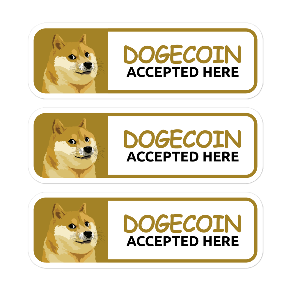 Dogecoin Accepted Here Stickers