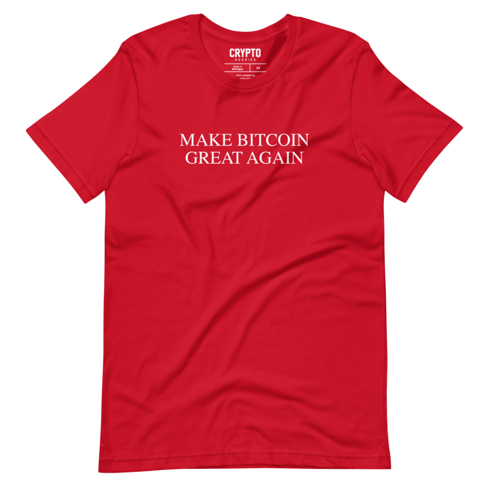 unisex staple t shirt red front 66b725fdf32ea - Make Bitcoin Great Again T-Shirt