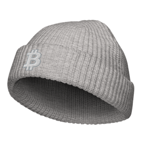 Bitcoin Heather Grey Fisherman Beanie