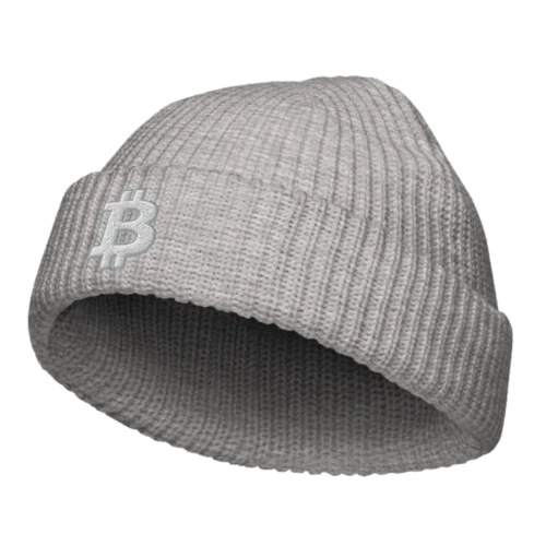 Bitcoin Heather Grey Fisherman Beanie