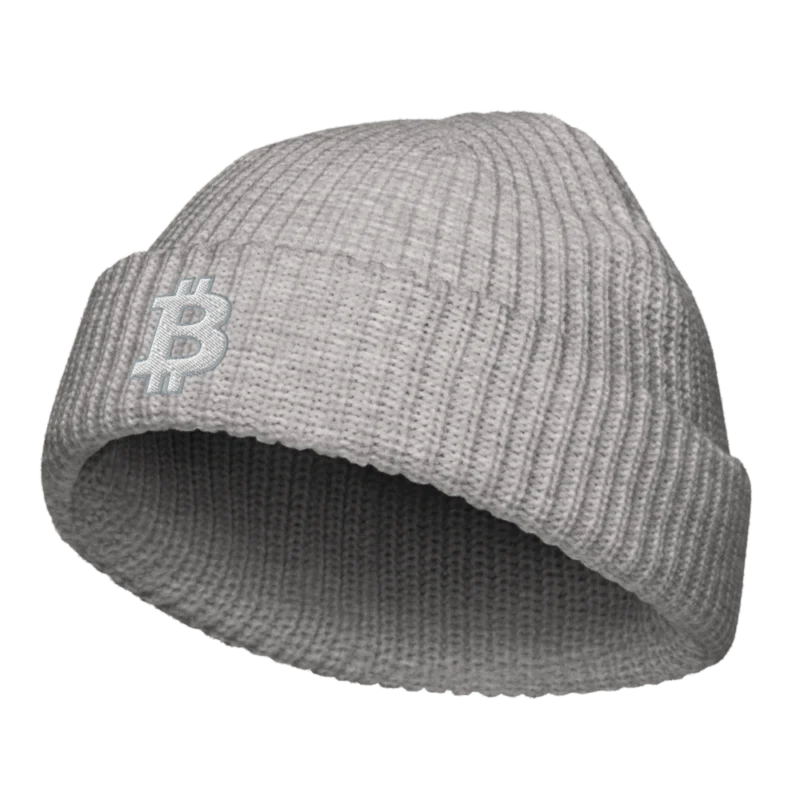 Bitcoin Heather Grey Fisherman Beanie
