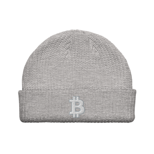 Bitcoin Heather Grey Fisherman Beanie