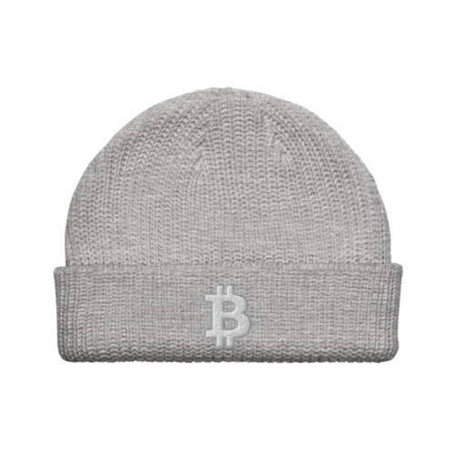Bitcoin Heather Grey Fisherman Beanie