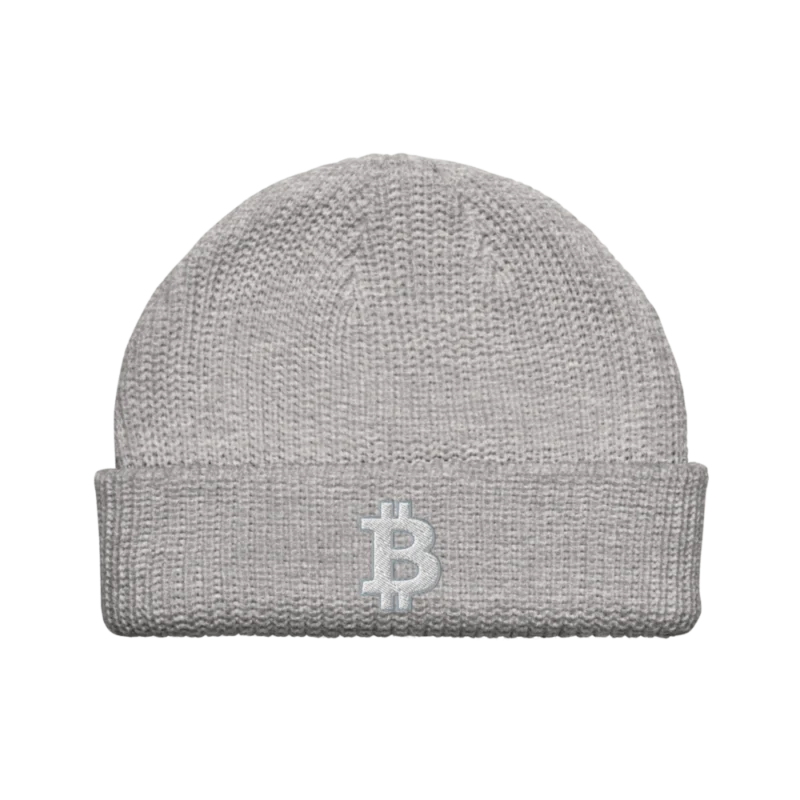 Bitcoin Heather Grey Fisherman Beanie