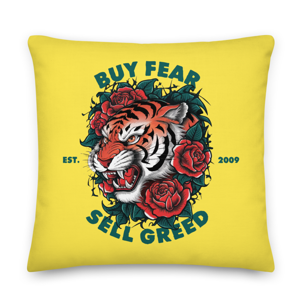 all over print premium pillow 22x22 front 6755c2a3e4a99 - Buy Fear, Sell Greed Premium Pillow