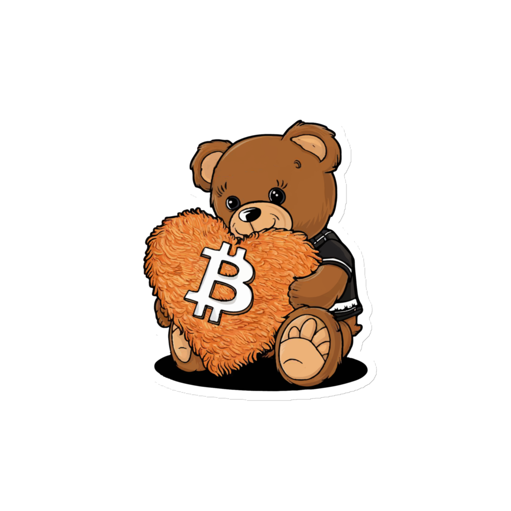 die cut magnets white 4x4 front 67557e443f95a - Bitcoin Teddy Bear Magnet