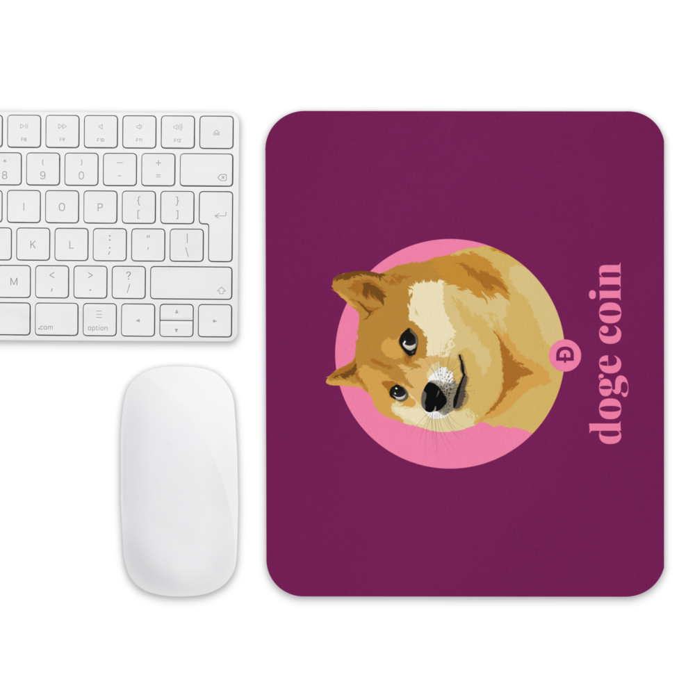 Doge Coin x Pink Mouse Pad