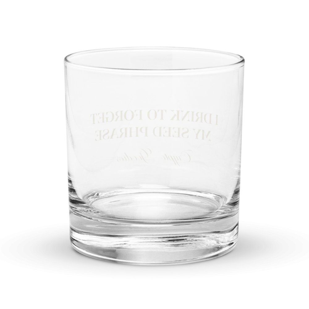 I Drink to Forget My Seed Phrase Rocks Glass - Image 4