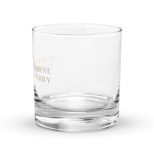 In Whiskey We Trust, In Crypto We Verify Rocks Glass