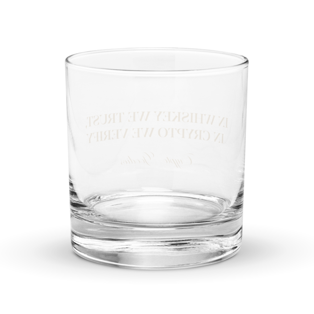 In Whiskey We Trust, In Crypto We Verify Rocks Glass