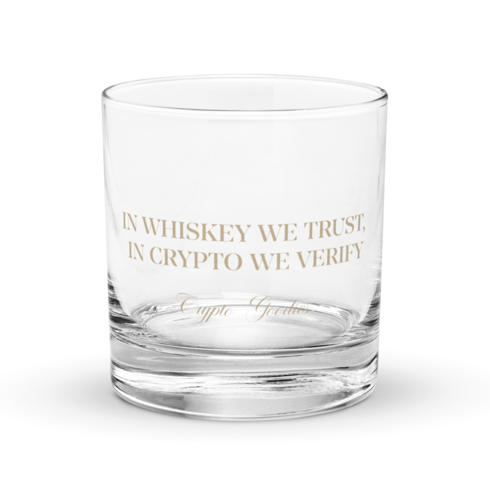 In Whiskey We Trust, In Crypto We Verify Rocks Glass