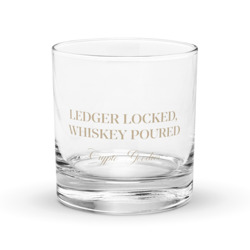 Ledger Locked, Whiskey Poured Rocks Glass