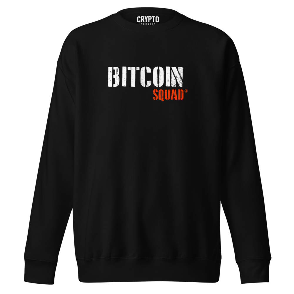 unisex premium sweatshirt black front 678bca899f986 - Bitcoin Squad Premium Sweatshirt