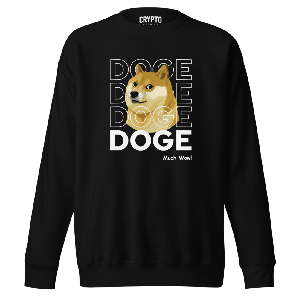 unisex premium sweatshirt black front 6791236446435 - Doge: Much Wow Premium Sweatshirt