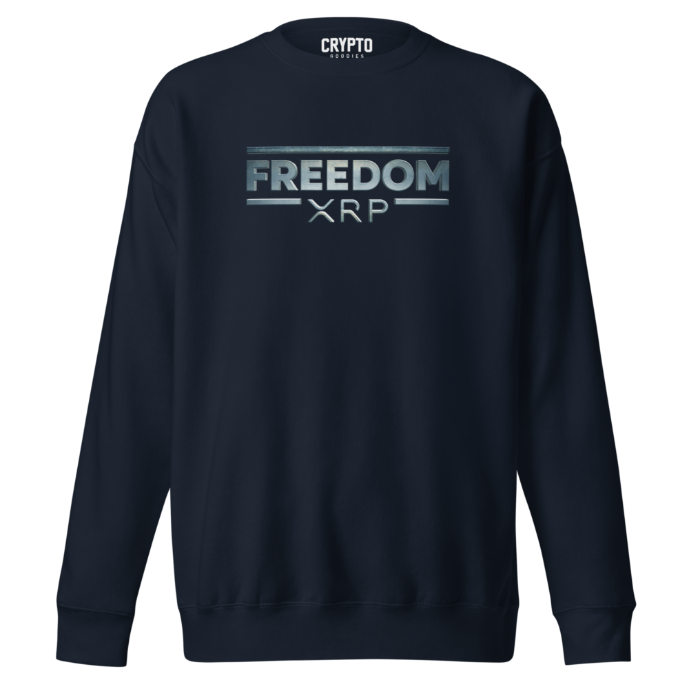 unisex premium sweatshirt navy blazer front 678fee432e8af - XRP: Freedom Premium Sweatshirt