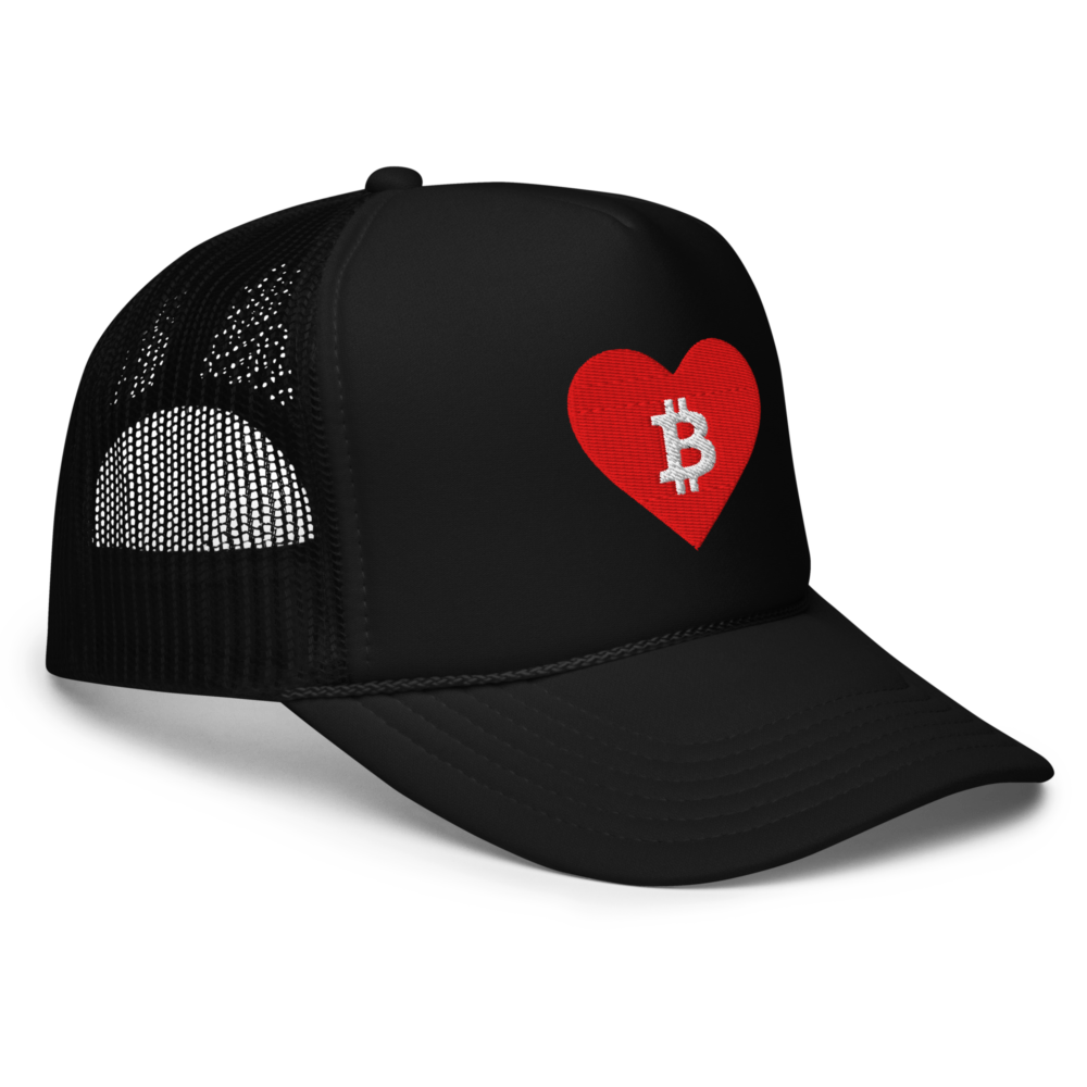 Bitcoin Heart Foam Trucker Hat