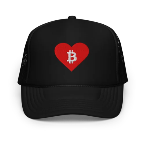 Bitcoin Heart Foam Trucker Hat
