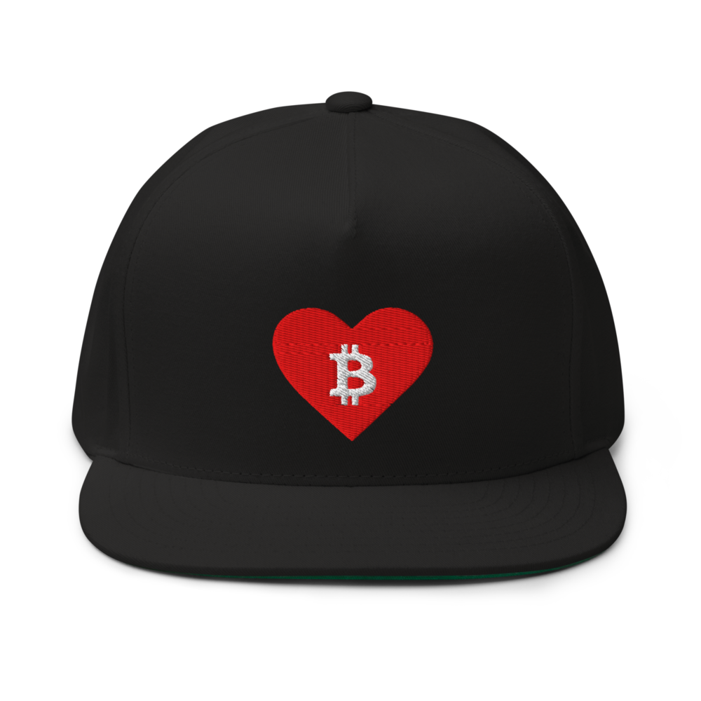 flat bill cap black front 67b366aaac11e - Bitcoin Heart Snapback Hat