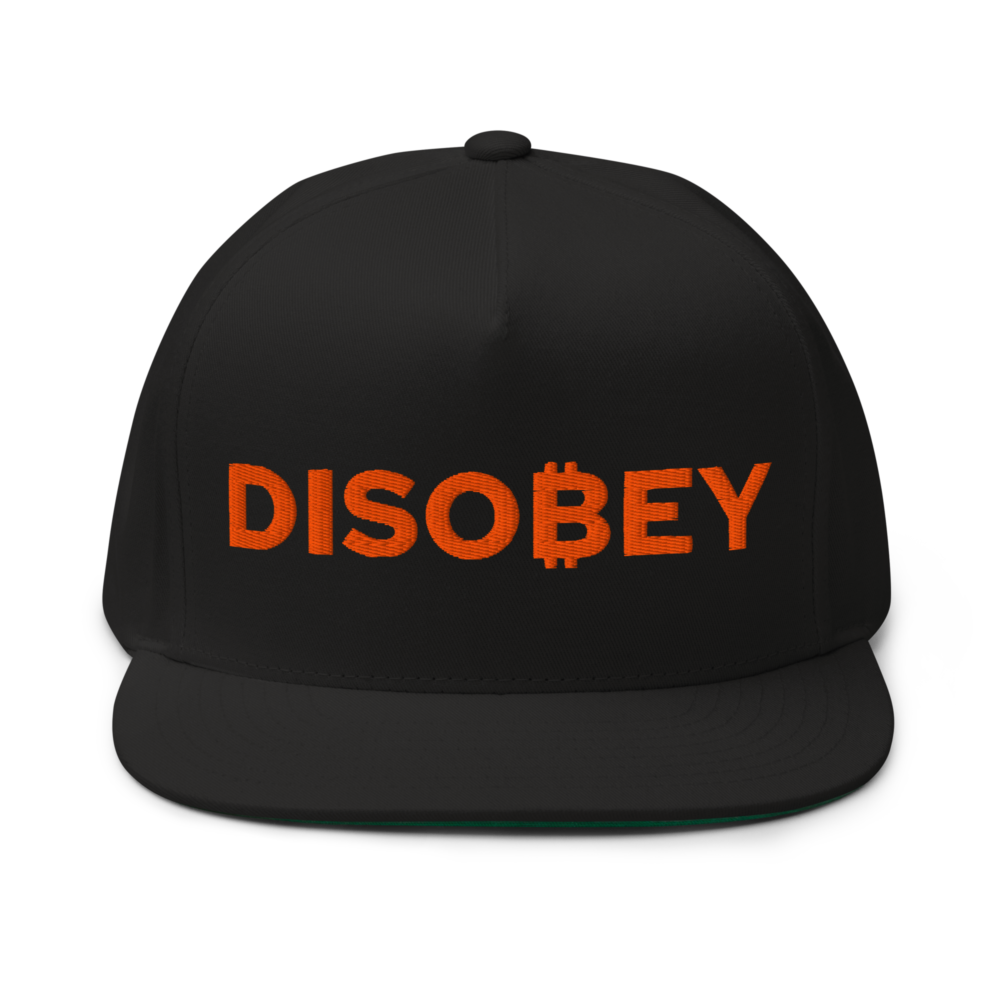 flat bill cap black front 67b7a54eb310e - Bitcoin: Disobey Snapback Hat