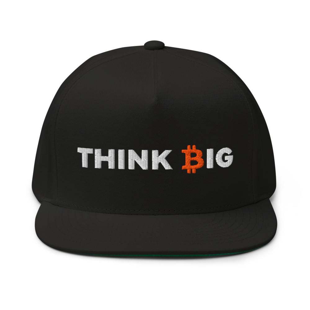 flat bill cap black front 67b7b94470022 - Bitcoin: Think Big Snapback Hat