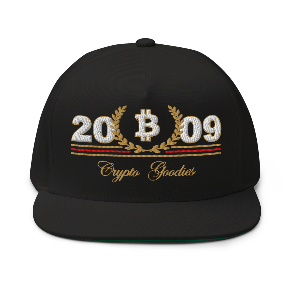 flat bill cap black front 67b7c1692646b - Bitcoin 2009 Snapback Hat