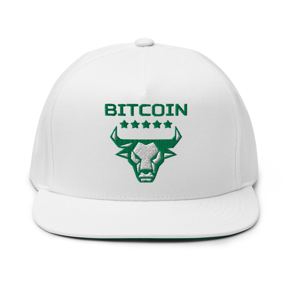 flat bill cap white front 67b7bcfb071a9 - Bitcoin Bull Snapback Hat