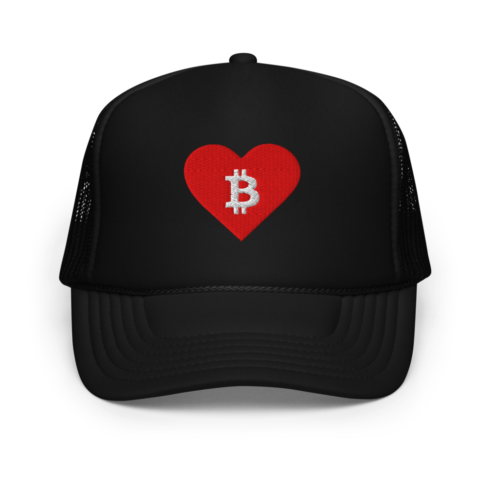 foam trucker hat black one size front 67b37b98950f7 - Bitcoin Heart Foam Trucker Hat