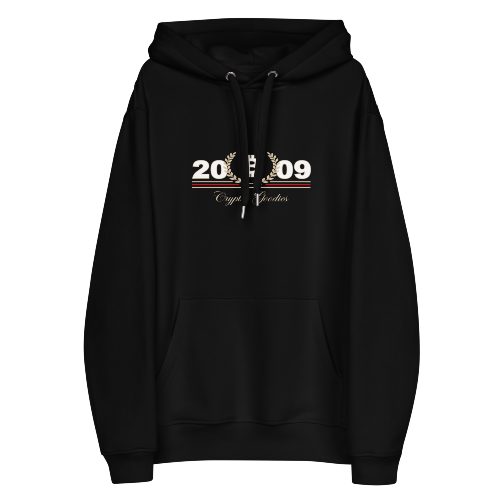 premium eco hoodie black front 67b38c00cb711 - Bitcoin 2009 Premium Hoodie