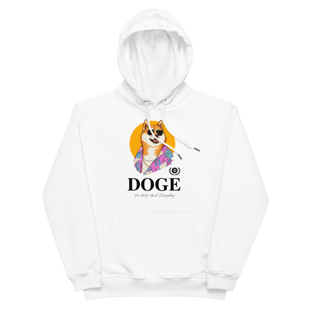 premium eco hoodie white front 67ae55f97e2a2 - DOGE: Do Only Good Everyday Premium Hoodie