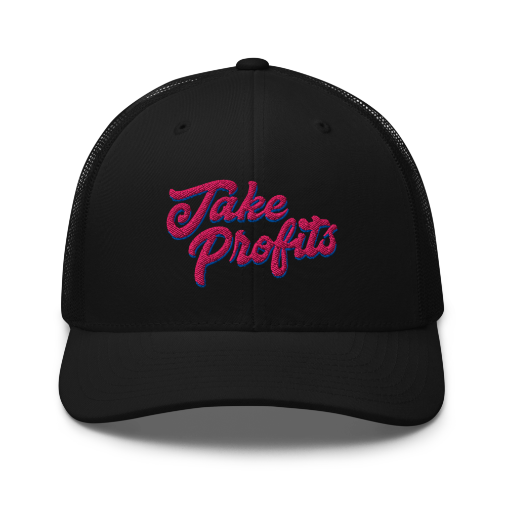 retro trucker hat black front 67b8ad94c0ceb - Take Profits Trucker Cap