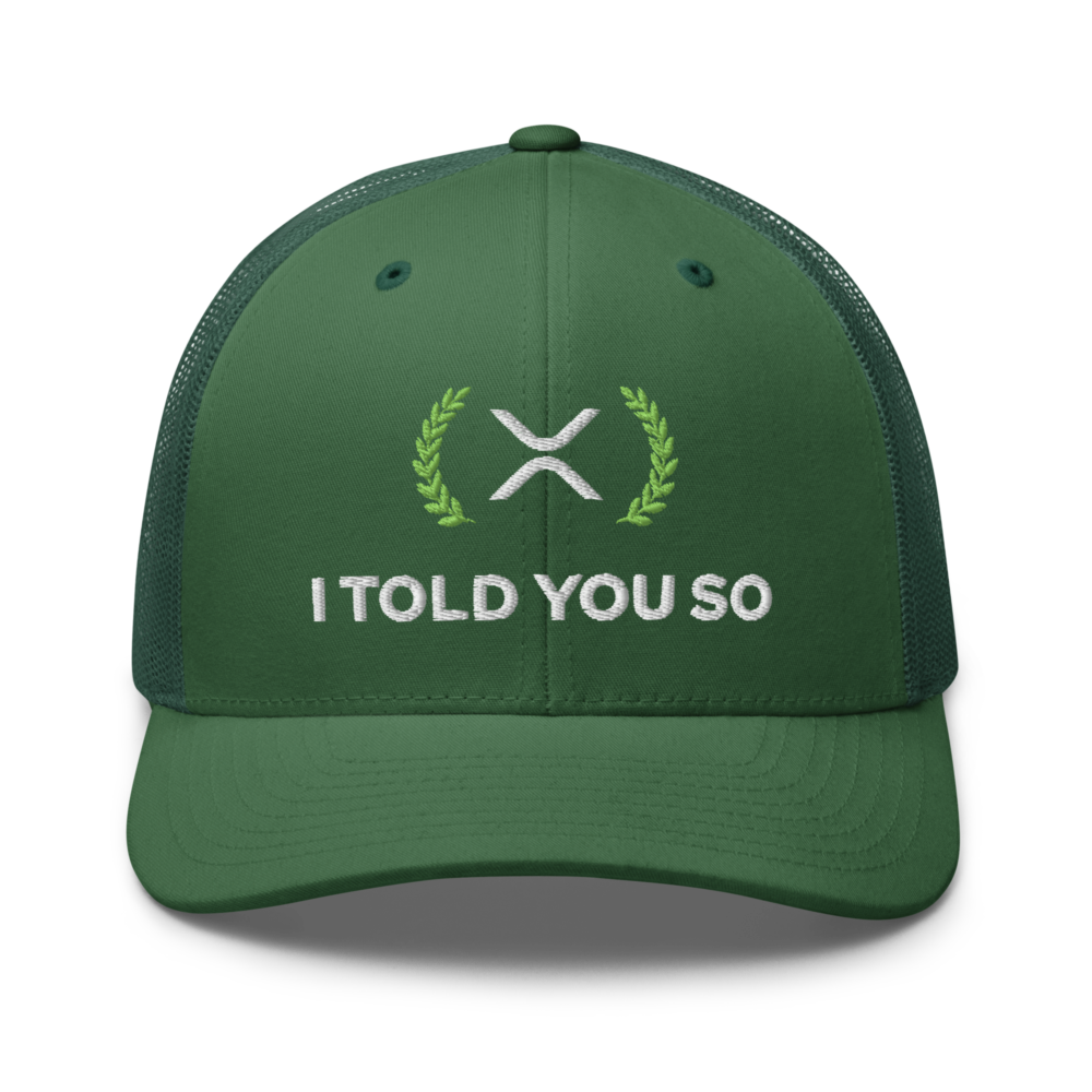 retro trucker hat evergreen front 67acc64d1990c - XRP: I Told You So Trucker Cap