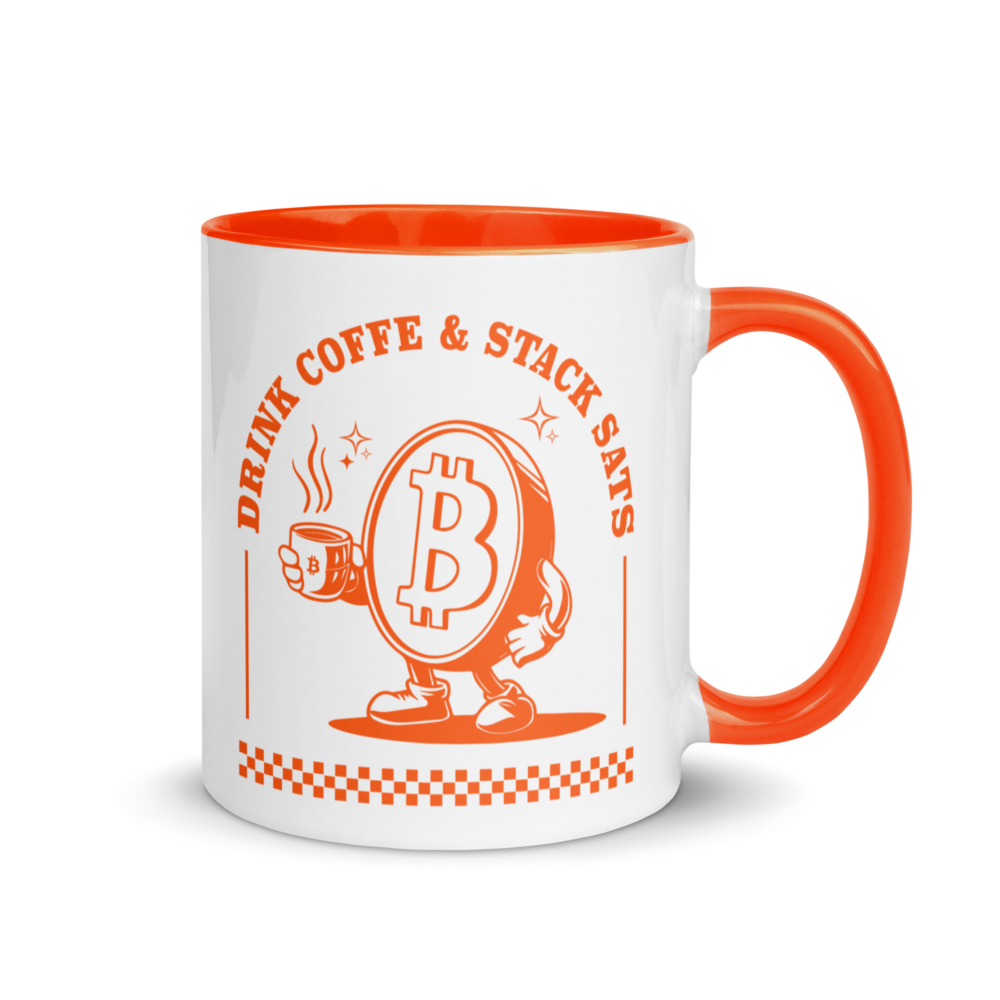 white ceramic mug with color inside orange 11 oz right 67b79e7c009c8 - Drink Coffee & Stack Sats Mug