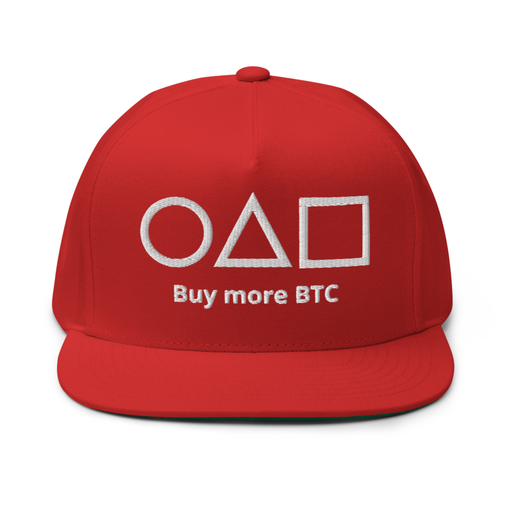 flat bill cap red front 67c8145acfa12 - Buy More BTC Snapback Hat