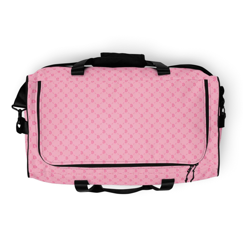 Bitcoin Fashion Baby Pink Duffle Bag - Image 7