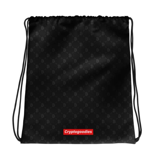 Bitcoin Fashion Black Drawstring Bag